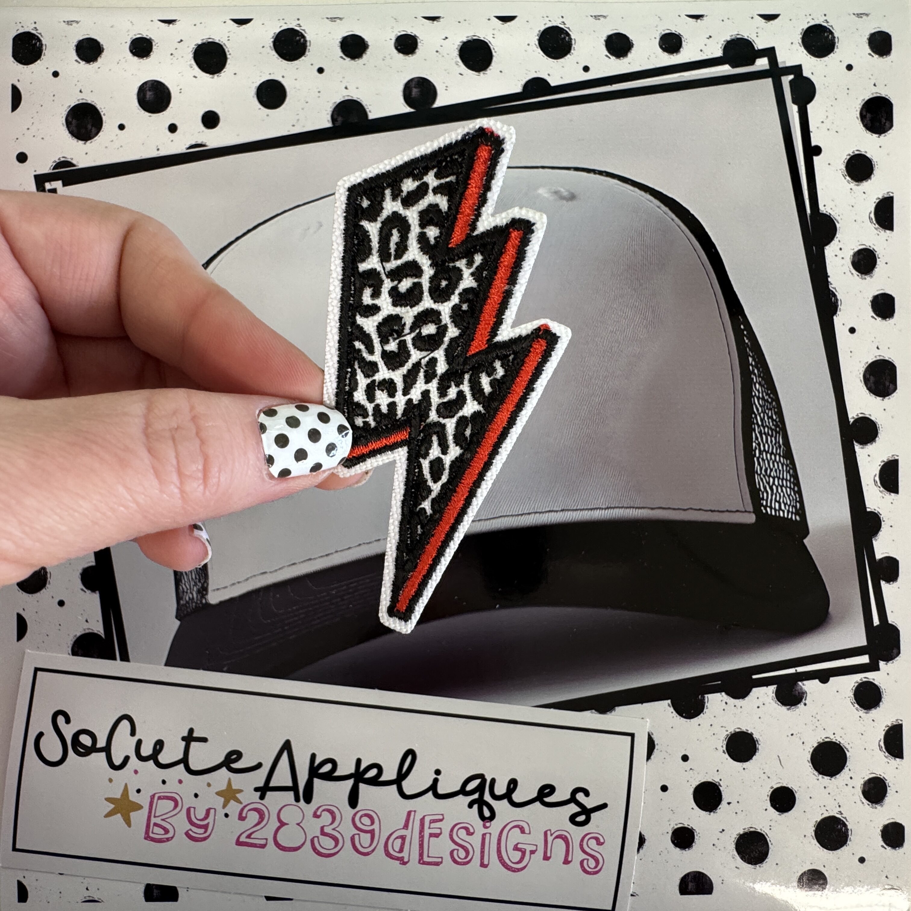 Leopard lightning bolt *HAT PATCH* You pick color - Image 4