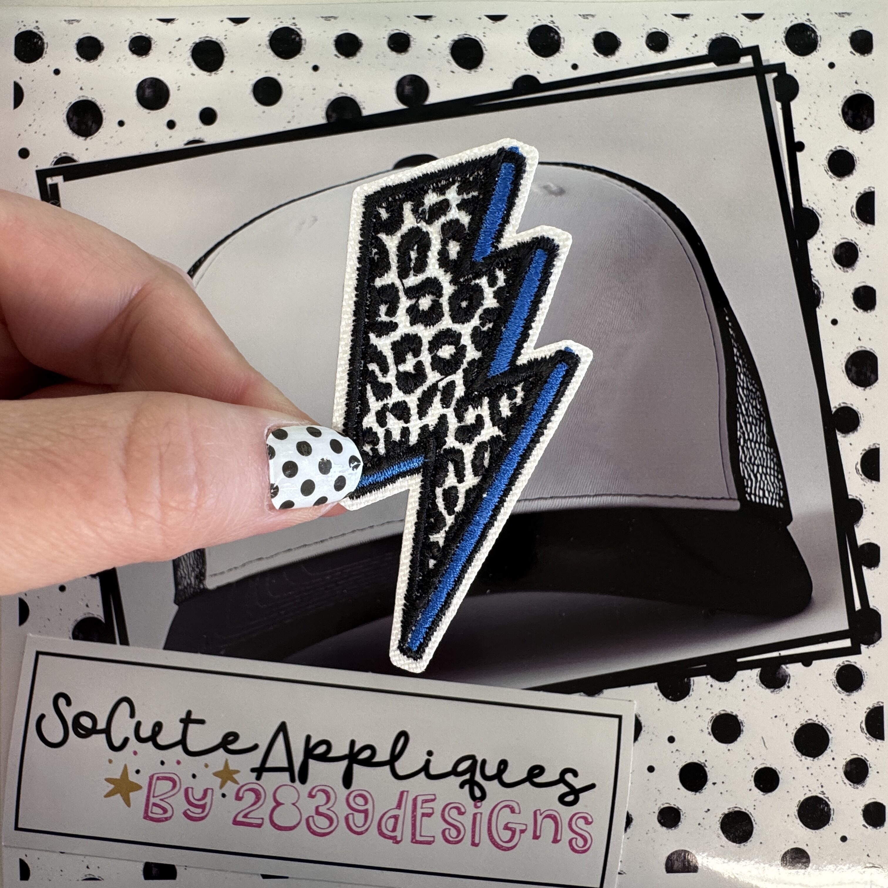 Leopard lightning bolt *HAT PATCH* You pick color