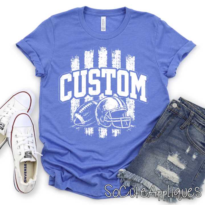 CUSTOM Mascot football on vertical stripes *DTF* Transfer