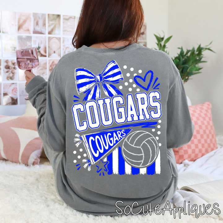 CUSTOM MASCOT volleyball bow stripes *DTF* Transfer - Image 4
