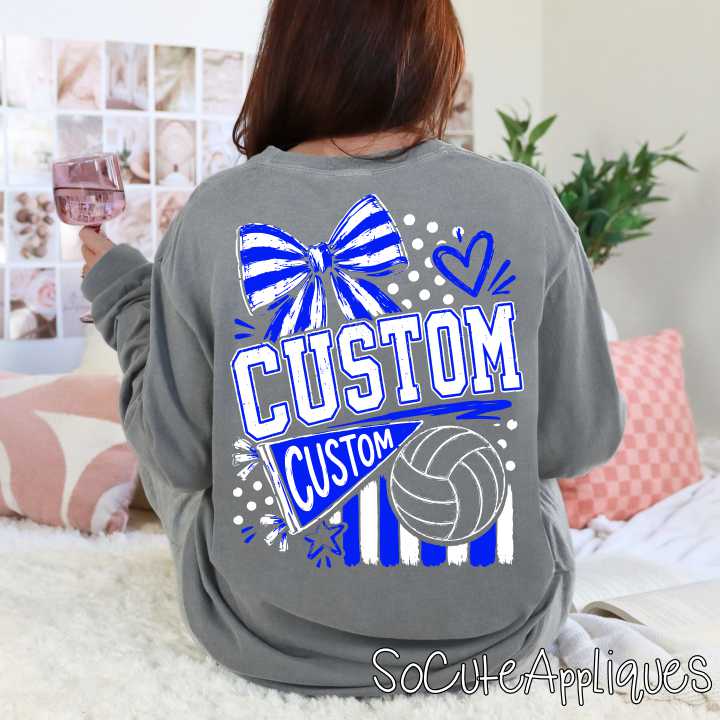 CUSTOM MASCOT volleyball bow stripes *DTF* Transfer
