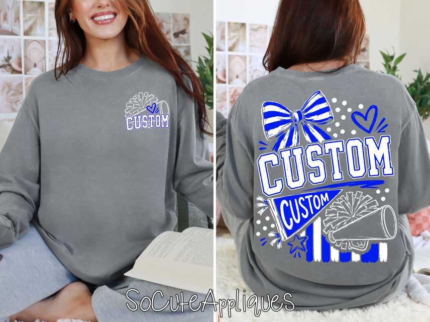 CUSTOM MASCOT cheer bow stripes *DTF* Transfer - Image 2