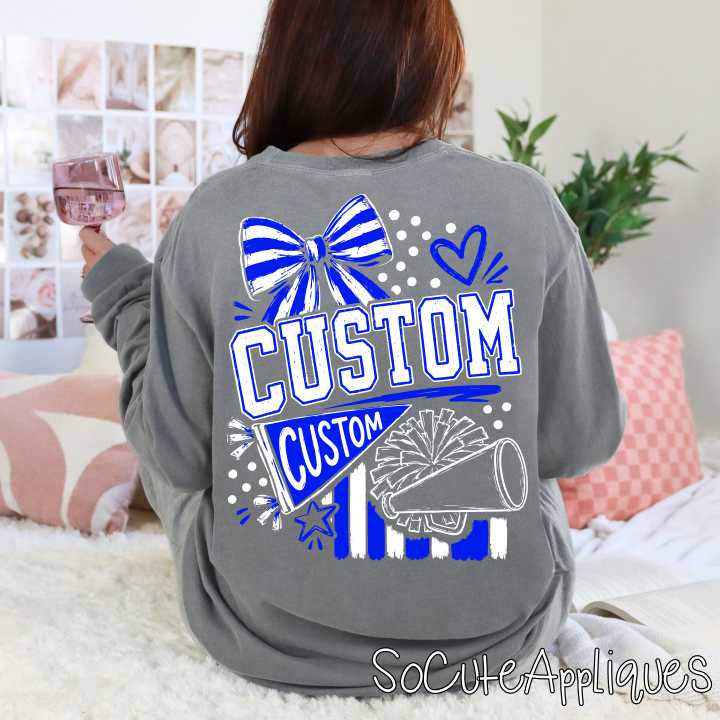 CUSTOM MASCOT cheer bow stripes *DTF* Transfer