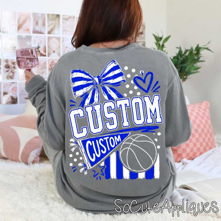 CUSTOM MASCOT basketball bow stripes *DTF* Transfer