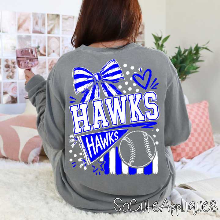 CUSTOM MASCOT baseball bow stripes *DTF* Transfer - Image 4