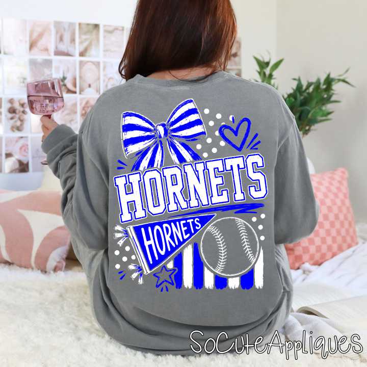 CUSTOM MASCOT baseball bow stripes *DTF* Transfer - Image 5