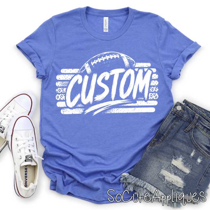 CUSTOM MASCOT Football on stripes *DTF* Transfer