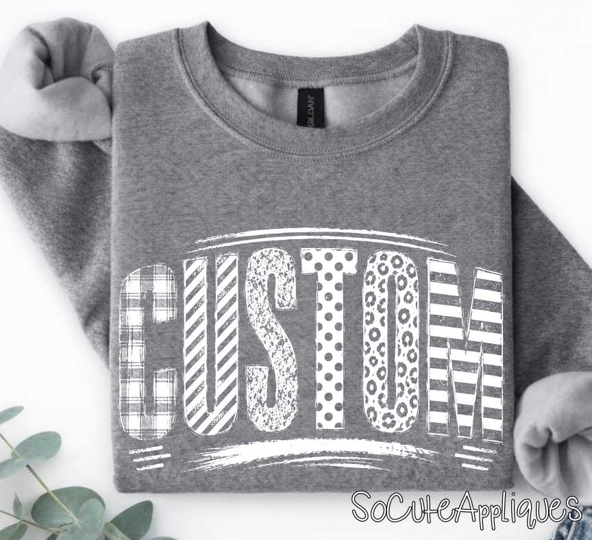 CUSTOM MASCOT mixed print letters *DTF* Transfer