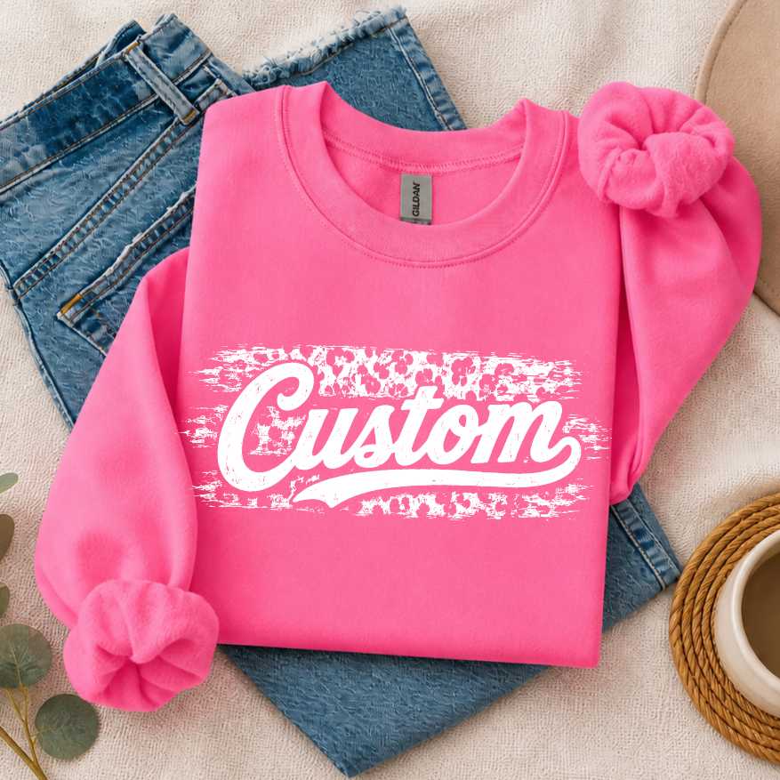 CUSTOM MASCOT script on leopard stripes *DTF* Transfer