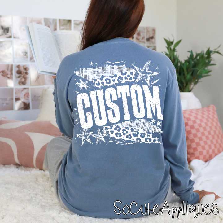 CUSTOM MASCOT leopard burlap stars *DTF* Transfer