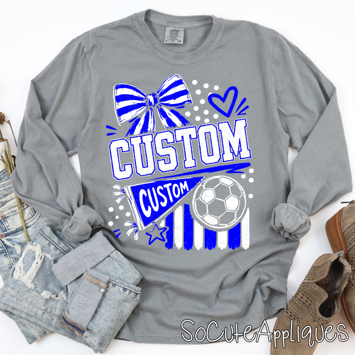 CUSTOM MASCOT Soccer bow stripes *DTF* Transfer